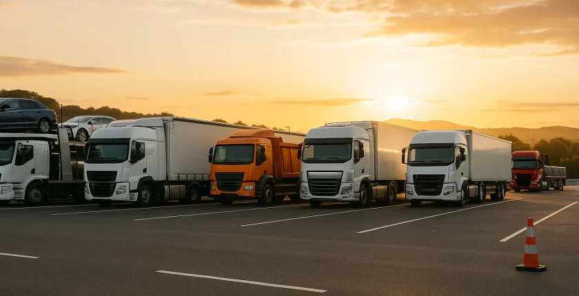 Cerada, hladnjača, kiper, cisterna, autotransporter – razlike i šta kome leži 1 Parkirani kamioni na parkingu: cisterna, cerada, kiper, hladnjača i autotransporter – uporedni vodič (Balkan Drive)