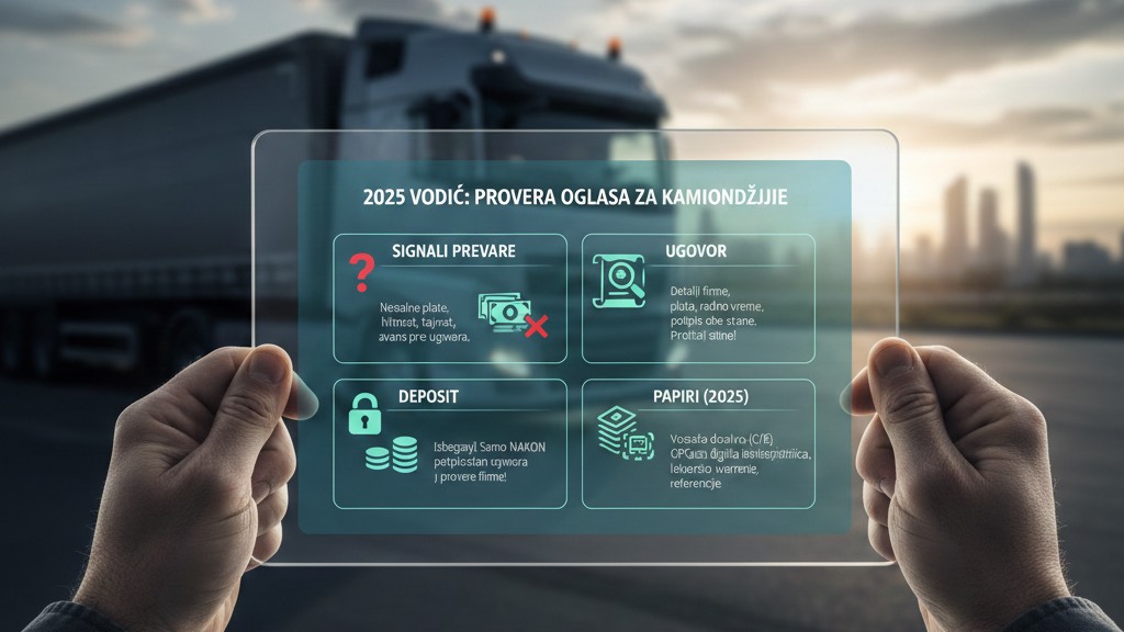 Kako preveriti zakonitost oglasov za voznike tovornjakov: znaki prevare, pogodba, depozit, dokumenti (vodnik 2025)